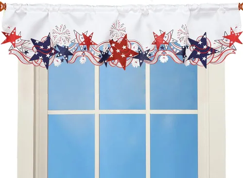 Miniatura 15 de Cenefa de Cortina de Ventana de Cocina con Bolsillo para Barra Bordada de Bastón de Caramelo de Navidad y Fiestas A 58 × L 14 Pulgadas