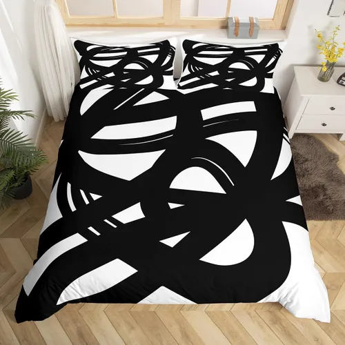 Miniatura 30 de Manfei Juego de ropa de cama de silueta de ciervo, tamaño individual, funda de edredón con patrón de flechas y cuernos con 1 funda de almohada