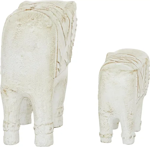 Miniatura 3 de Deco 79 Escultura decorativa de elefante de cerámica para decoración del hogar, juego de 2 figuras decorativas de 9 pulgadas, 13 pulgadas de ancho