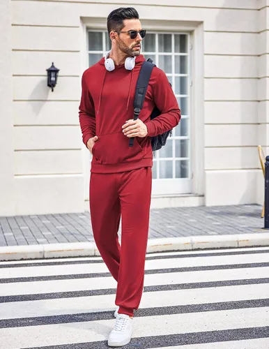 Miniatura 20 de COOFANDY Conjunto deportivo de 2 piezas para hombre, conjunto deportivo casual con capucha