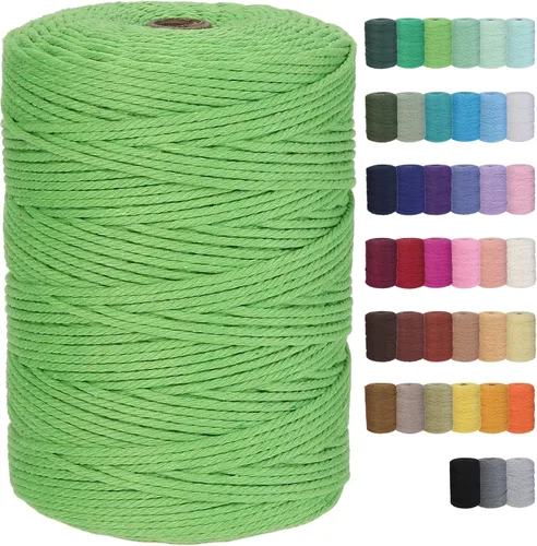 Miniatura 35 de Cuerda de macramé de algodón de 3 mm x 109 yardas, suministros de macramé de color natural, cuerda de algodón suave para colgar plantas, colgante