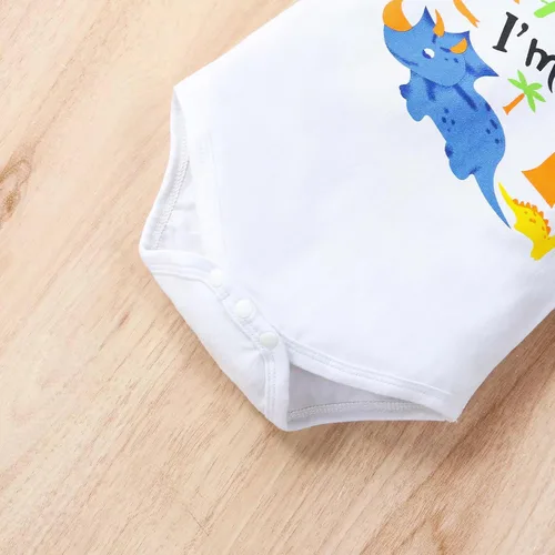 Miniatura 6 de Conjunto de mameluco de manga corta para bebé niño de un primer cumpleaños, con tirantes