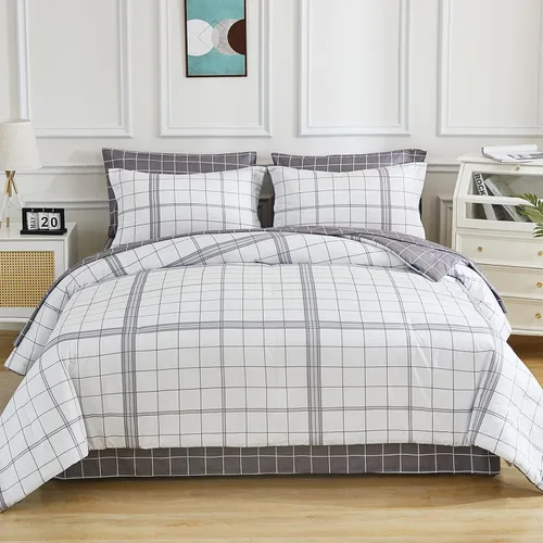 Miniatura 8 de EMME Bed-in-A-Bag - Juego de edredón de 5 piezas para cama Twin de microfibra cepillada y relleno de plumón sintético, suave y cómodo, lavable a 01