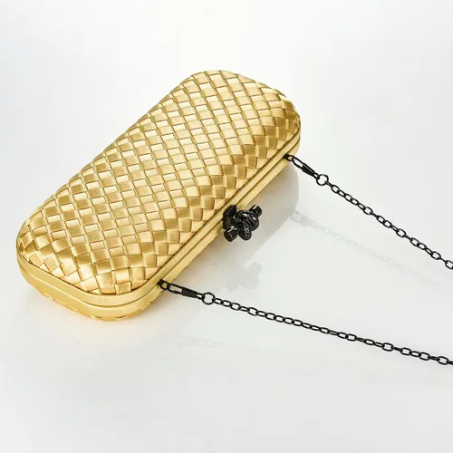 Miniatura 3 de Bolso de mano de noche tejido para mujer, elegante bolso cruzado con cadena desmontable para boda, fiesta de graduación
