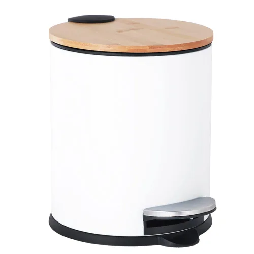Miniatura 8 de SIDIANBAN Bote de basura pequeño para baño con tapa de bambú, 1.3 galones/5 litros, negro, hierro