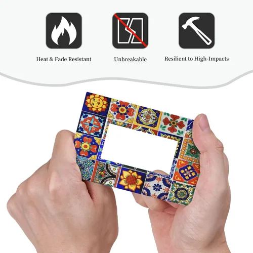 Miniatura 6 de Azulejos tradicionales de Talavera mexicanos españoles marroquíes individuales Rocker/Decora Light Switch Plate Decorativo 1 Gang Outlet Cover Placa