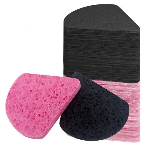 Miniatura 10 de 60 esponjas faciales comprimidas triangulares, esponjas cosméticas 100% naturales para limpieza facial para limpieza facial diaria, mascarilla