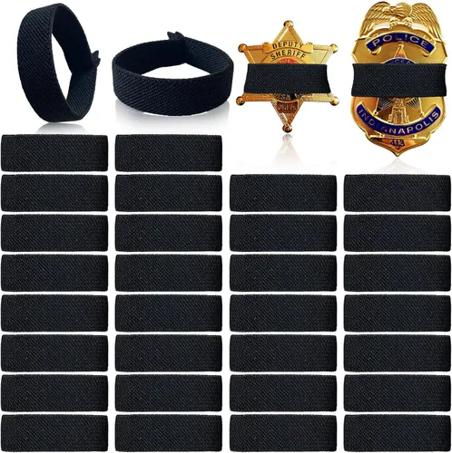 CREATRILL Paquete de 30 bandas de luto de policía de rayas de banda de policía, escudo de guardia de honor, correas para insignias de 2.4 a 4