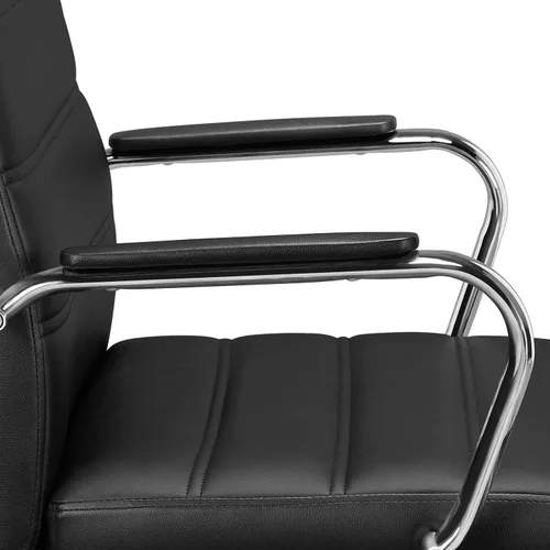 Miniatura 6 de Topeakmart Silla de oficina con respaldo medio, silla ejecutiva giratoria ajustable de piel sintética, color negro