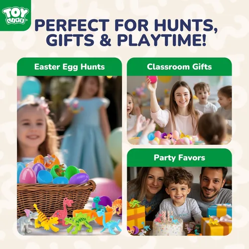 Miniatura 6 de TOY Life 30 paquetes de huevos de Pascua rellenos con dinosaurio, recuerdos de fiesta de Pascua y rellenos de cesta a granel para niños, huevos