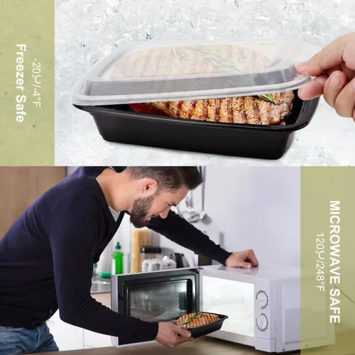 Miniatura 3 de Ezalia Paquete de 50 unidades - Contenedores para preparación de comidas de 38 oz, contenedores de plástico para preparación de alimentos