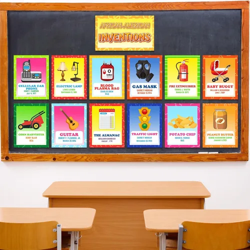 Miniatura 4 de Outus 17 piezas de póster de historia afroamericana para el aula, póster de historia afroamericana, tablero de anuncios de inventores
