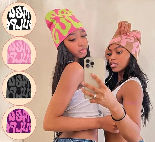 Miniatura 5 de Y2K - Gorros de lana para mujer, gorro de punto acrílico para mujer, gorro de punto inalámbrico para invierno