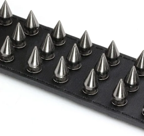 Miniatura 6 de MILAKOO 2 pulseras negras para cinturón, cuerda de cuero, pulsera punk rock negra de 6 a 8 pulgadas