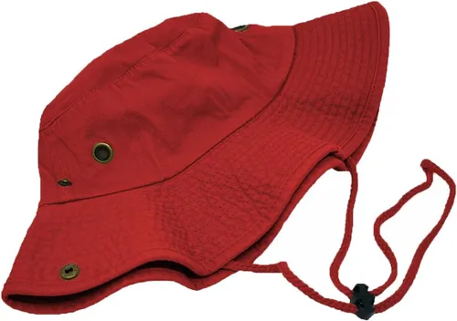 Miniatura 4 de Glory Max Sombrero de pescador de algodón lavado con correa de barbilla gorra de pesca Sun Safari Boonie Rojo