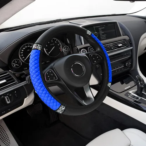 Miniatura 12 de Funda de volante de automóvil, funda de volante de carbono de 15 pulgadas, accesorios de volante antideslizantes transpirables para hombres