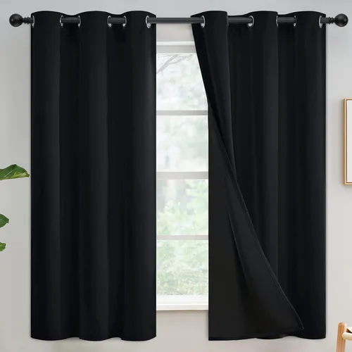 Miniatura 306 de Yakamok Cortinas negras, cortinas de ventana con aislamiento térmico y eficiencia energética para dormitorio, cortinas opacas completas y cortinas