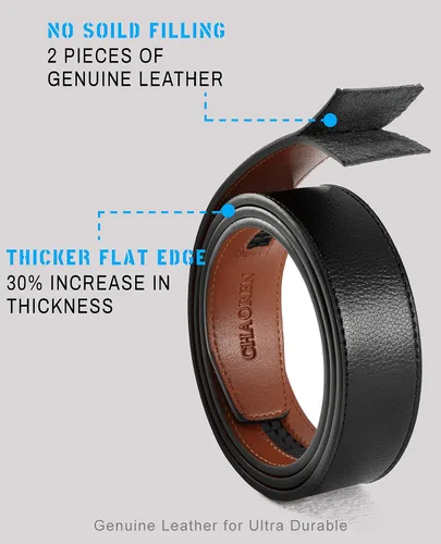 Miniatura 6 de CHAOREN Cinturón de trinquete de cuero para hombre, ajuste personalizable, estilo sin esfuerzo (1.378 in)
