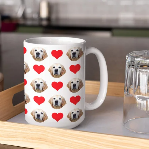 Miniatura 2 de Tazas de café personalizadas con múltiples caras de 15 onzas con corazones, tu foto en taza de café para hombres, mujeres y mascotas, regalos