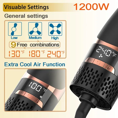 Miniatura 4 de Nicebay Cepillo secador de pelo, cepillo secador de pelo para mujer, estilo rápido, cepillo de soplado de un solo paso con pantalla