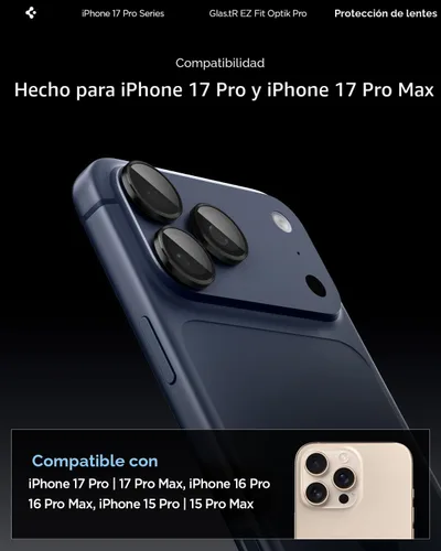 Miniatura 2 de Spigen Protector de pantalla para lente de cámara [GlasTR EZ Fit Optik Pro] diseñado para iPhone 17 Pro Max iPhone 17 Pro iPhone 16 Pro Max 16