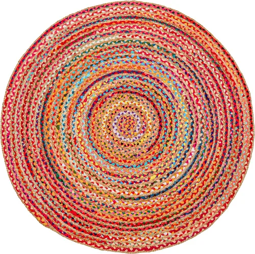 Miniatura 28 de Hausattire Alfombra Trenzada Bohemia de 2'x3' - Multicolor, Alfombras Pequeñas de Yute y Algodón Estilo Granja para Entrada, Sala