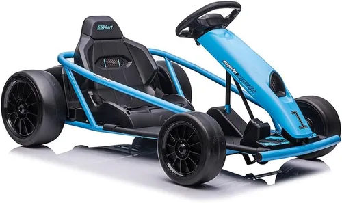 Go Kart de 24 V para niños de 8 a 12 años, 300 W x 2 motores extra potentes, batería grande de 9 Ah de 8.1 MPH de alta velocidad con música, bocina,