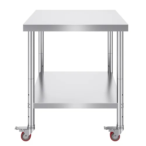Miniatura 11 de Vevor Mesa de trabajo de acero inoxidable con ruedas de 24 x 12 x 32 pulgadas, mesa de preparación con 4 ruedas, mesa de trabajo resistente