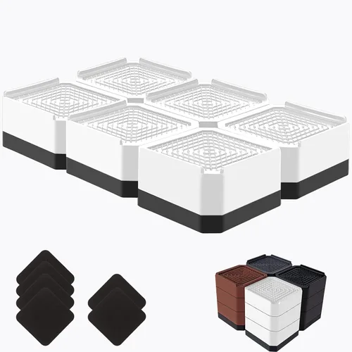 Miniatura 13 de Elevadores de cama resistentes, bloques elevadores de muebles ajustables de 1.5, 3, 4.3 pulgadas para patas de sofá, mesa, escritorio, refrigerador