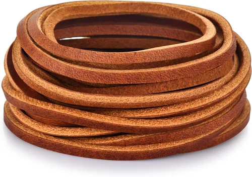 Miniatura 16 de TeeLiy Cordón plano de 3 mm de cuero genuino, cuerda de encaje de cuero para joyería, cordones de zapatos de cuero, artes y manualidades