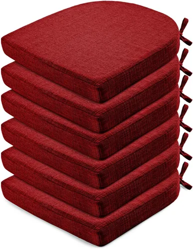 Miniatura 27 de Wellsin Cojines para sillas de comedor, 4 unidades, cojines para sillas de cocina con lazos y base antideslizante, almohadillas para sillas de Azul