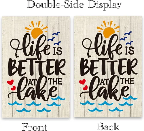 Miniatura 3 de ShuanQ - Bandera de bienvenida de doble cara para el hogar, patio, exterior, lago, decoración de casa, Life is Better at the Lake para patio