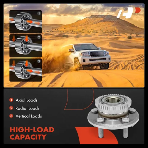 Miniatura 4 de A-Premium 2 rodamientos de rueda delantera y conjunto de cubo con anillo ABS y 5 lengüetas compatibles con Ford Mustang 2015-2021