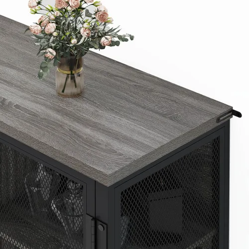 Miniatura 7 de BON AUGURE Gabinete Pequeño de Barra de Café para Licor, Gabinete de Almacenamiento Estilo Granja con Puertas, Aparador Buffet de Madera para Cocina