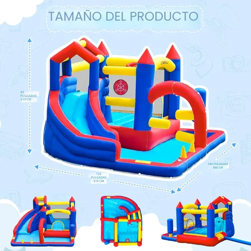 Miniatura 3 de Casa de Rebote Inflable Casa de Saltos Inflable para Niños de 3 a 12 años para Interior y Exterior, Casa de Rebote de Agua 9 en 1 con Tobogán