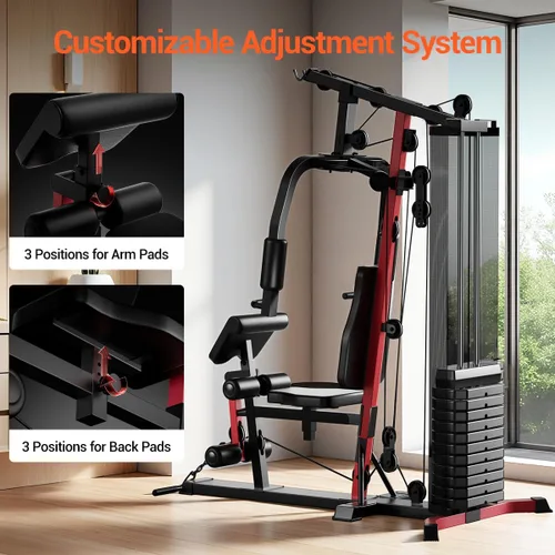 Miniatura 6 de Sistema de gimnasio en casa con pila de peso de 160 libras, estación de entrenamiento multifuncional todo en uno, sistema de entrenamiento de fuerza