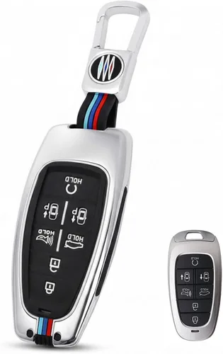 Miniatura 11 de Funda para llavero compatible con Hyundai Sonata Santa Cruz Fe Tucson Palisade 2020-2024 con 5 botones de metal