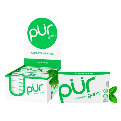 Miniatura 14 de PUR Gum Chicle sin aspartamo 100% xilitol Chicle con sabor natural a menta piperita, 9 piezas (paquete de 12)