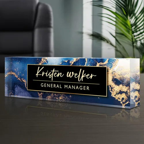 Miniatura 45 de Placa de nombre personalizada para escritorio, placas de nombre grabadas personalizadas para hombre, regalos del día del jefe para jefe, decoración