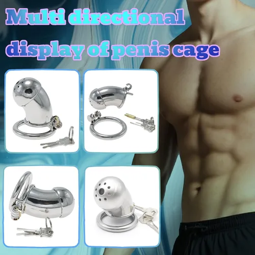 Miniatura 4 de Jaula de acero inoxidable para hombre con bloqueo de pene con cerradura de metal castidad dispositivo de castidad masculina jaula de polla juguetes
