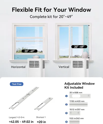 Miniatura 4 de Feelfunn Aire acondicionado portátil de 8000 BTU, 3 en 1, enfría 350 pies cuadrados, CA silenciosa con ventilador y deshumidificador, pantalla LED