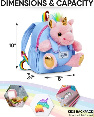 Miniatura 3 de Naturally KIDS Juguetes de unicornio rosa, regalos para niñas de 3 años, regalos de cumpleaños para niñas de 2 años, mochila de unicornio para niños