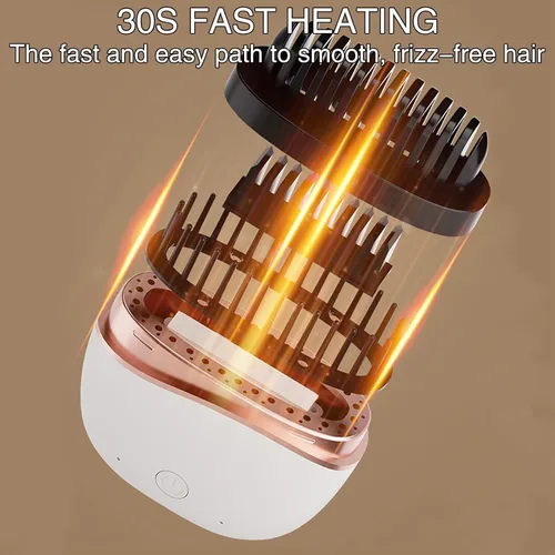 Miniatura 2 de Mini cepillo alisador de pelo, plancha plana inalámbrica 2 en 1 y rizador, espejo incorporado, temperatura dual de 320 °F-356 °F, calor rápido de 30