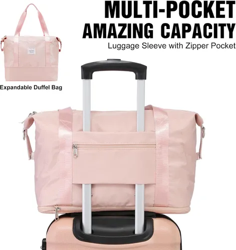 Miniatura 5 de LONG VACATION Juego de equipaje de 4 piezas de ABS hardshell TSA Lock Spinner Ruedas equipaje de mano en maleta, Rosado, Abs Hardshell Tsa Lock