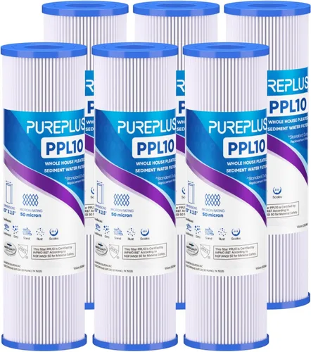 Miniatura 14 de PUREPLUS Filtro de sedimento plisado para toda la casa de 5 micras de 10 x 2.5 pulgadas para agua de pozo, cartucho de repuesto para sistema