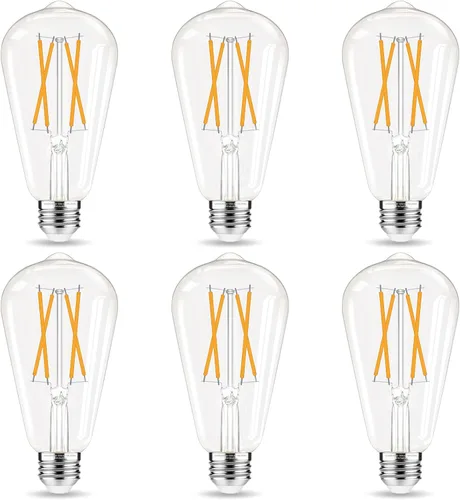 Miniatura 14 de GvvooHome - Bombillas LED regulables Edison, bombilla LED E26 equivalente a 60 W, luz blanca fría 4000K, bombillas vintage ST58, CRI de 90+, 6 W 600