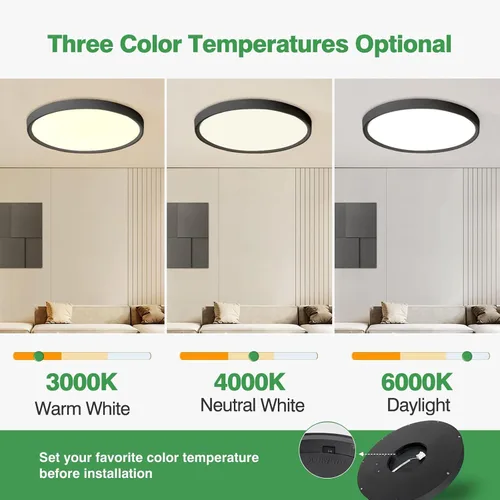 Miniatura 2 de Lámpara de techo LED empotrada grande de 24 pulgadas, 50W, 5480LM, 3000K/4000K/6000K CCT seleccionable, luminaria de techo de panel plano redondo