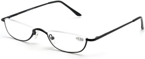 ZUVGEES Gafas de lectura vintage de aleación semi sin montura para hombres y mujeres, medio marco, gafas delgadas con estuche elegante T0340