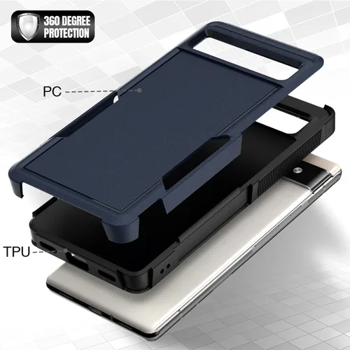 Miniatura 4 de Oumida Funda para Google Pixel 6A, funda de teléfono Dual Guard Pixel 6A, carcasa rígida de silicona híbrida a prueba de golpes, funda protectora
