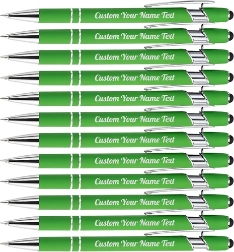 Miniatura 10 de 12 bolígrafos personalizados a granel con grabado sin nombre, bolígrafos personalizados con lápiz capacitivo, logotipo de mensaje de texto grabado